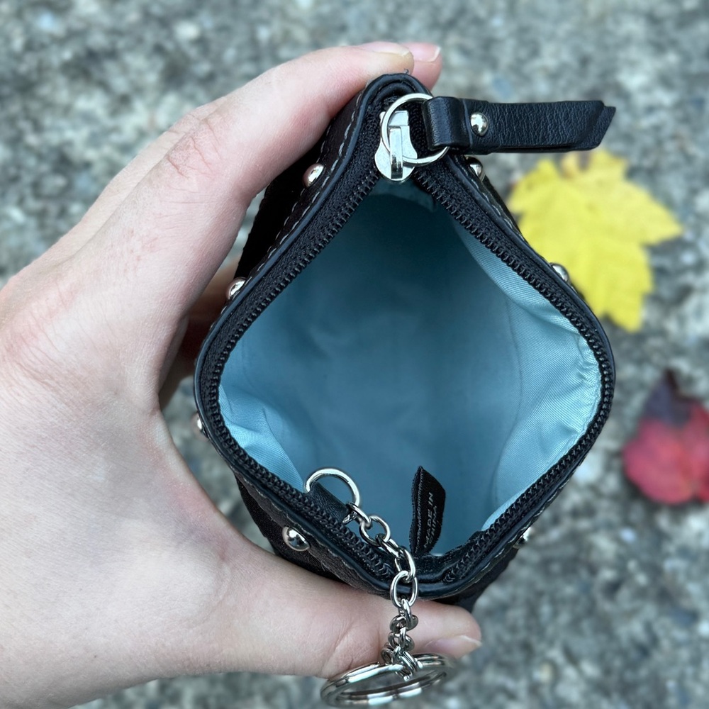 Coach Black Signature Mini Wristlet / Keychain Wallet - Picture 4 of 7